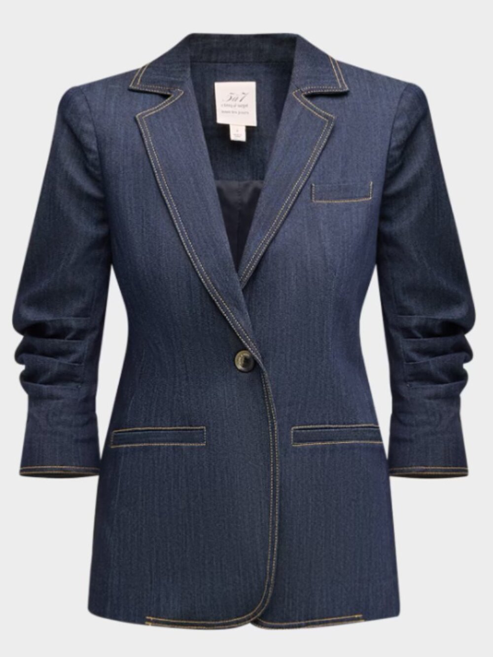 Cinq à Sept Khloe Ruched Sleeve Denim Blazer - Indigo - Size 6 (NWOT)